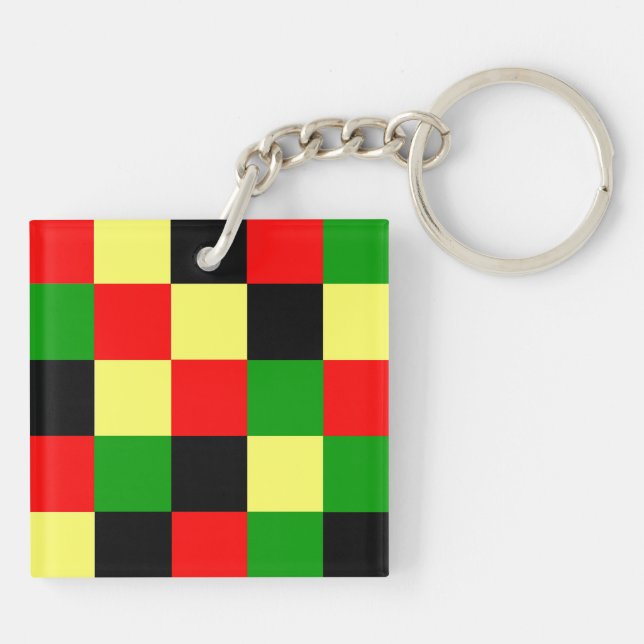 Llavero Cheques rojo, amarillo, negro y verde (Atrás)