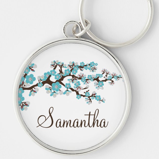 Llavero Cherry Blossom Custom Keychain (aqua) (Frente)