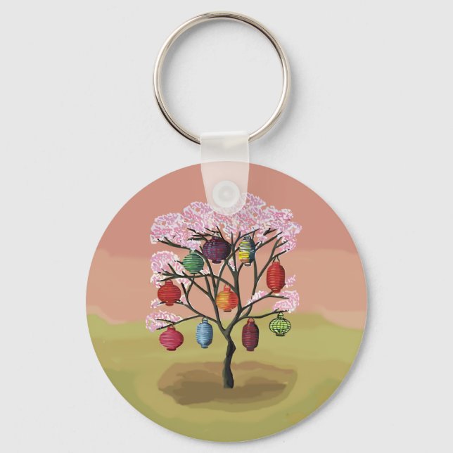 Llavero Cherry Blossom with oriental paper lanterns (Anverso)