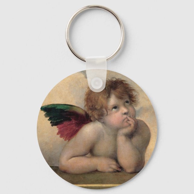 Llavero Cherub de Sistine Madonna por Raphael (Anverso)