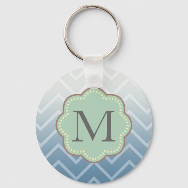 Llavero Chevron blanco azul cielo (Anverso)