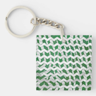 Llavero Chevron Cebra Verde y Blanco Estampado
