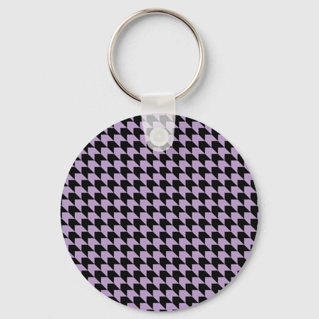 Llavero Chevron Cheques Lilac y Negro (Anverso)