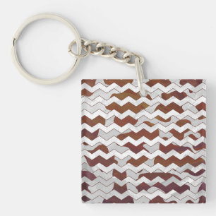 Llavero Chevron Cow Brown and White Print