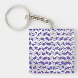 Llavero Chevron Dalmatian Morado y Blanco