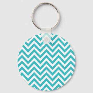 Llavero Chevron del patrón Aqua y Zigzag Blanco