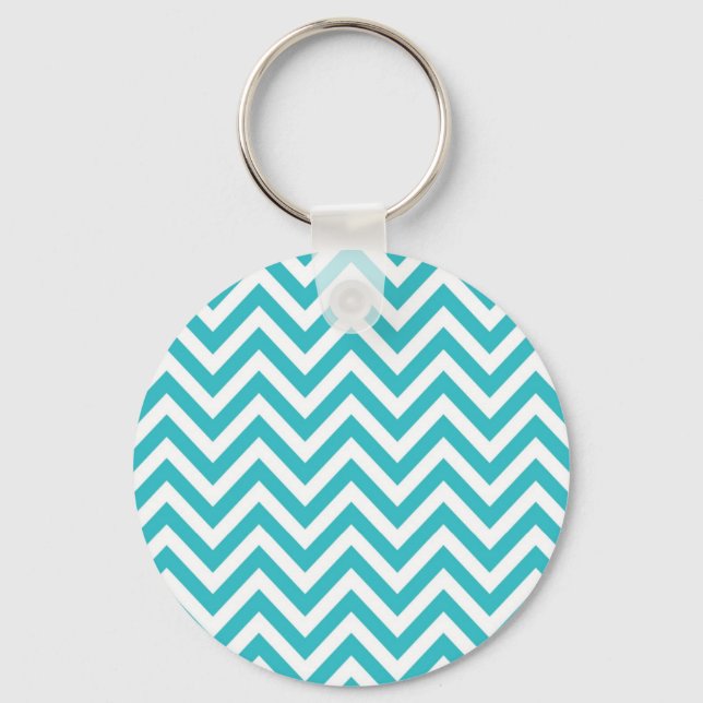 Llavero Chevron del patrón Aqua y Zigzag Blanco (Anverso)