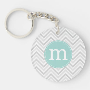 Llavero Chevron gris y blanco moderno personalizado