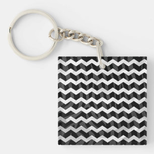 Llavero Chevron negro cebra y gris
