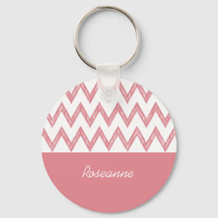Llavero Chevron Pencil Pink Chevron Zigzags Con Nombre