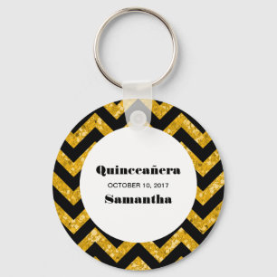 Llavero Chevron Purpurina Quinceañera Keychain