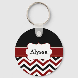 Llavero Chevron rojo negro personalizado