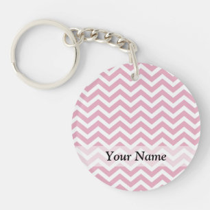 Llavero Chevron rosa y blanco