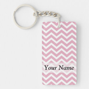 Llavero Chevron rosa y blanco