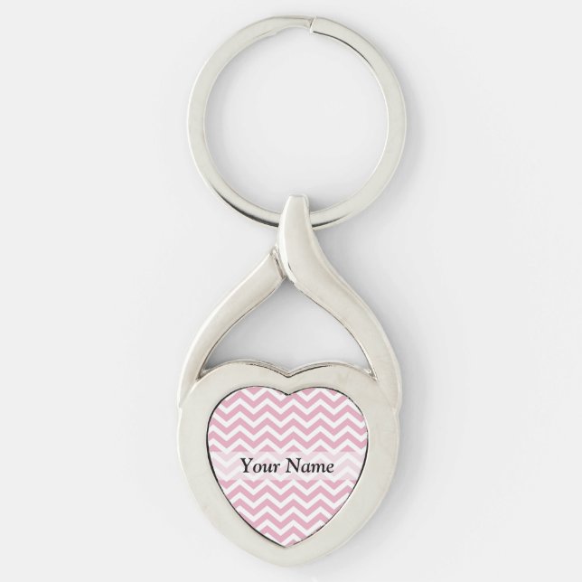 Llavero Chevron rosa y blanco (Anverso)
