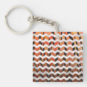Llavero Chevron Tiger Hot naranja y Black Print