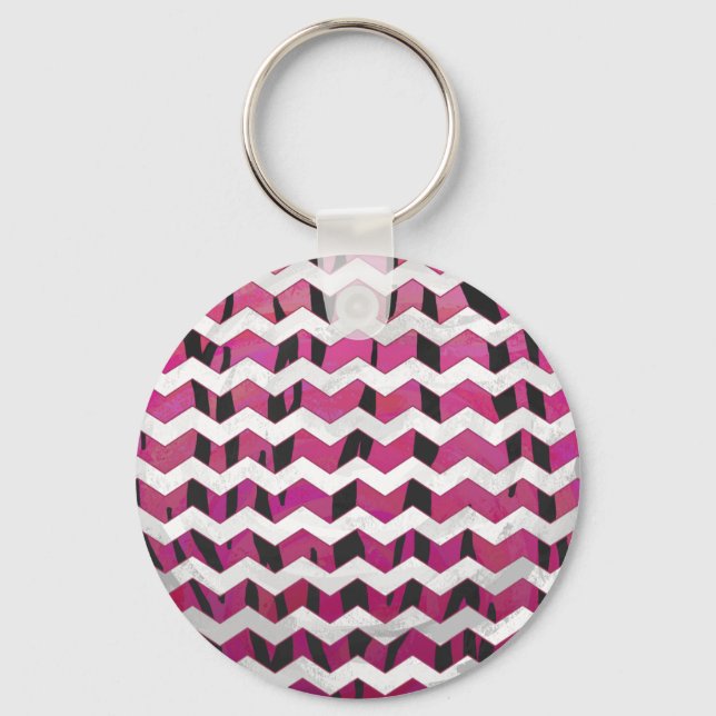 Llavero Chevron Tiger Hot Pink and Black Print (Anverso)