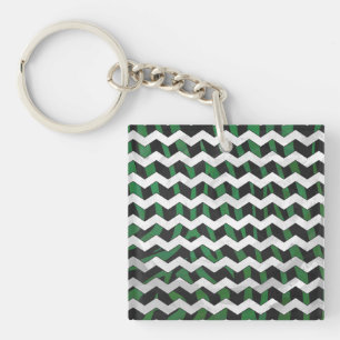 Llavero Chevron Zebra Black and Green Print