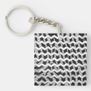 Llavero Chevron Zebra Negro y Gris