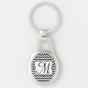 Llavero Chevron Zig Zag Key Chain, Purpurina negro moderno