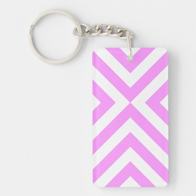 Llavero Chevrons rosados y blancos (Frente)