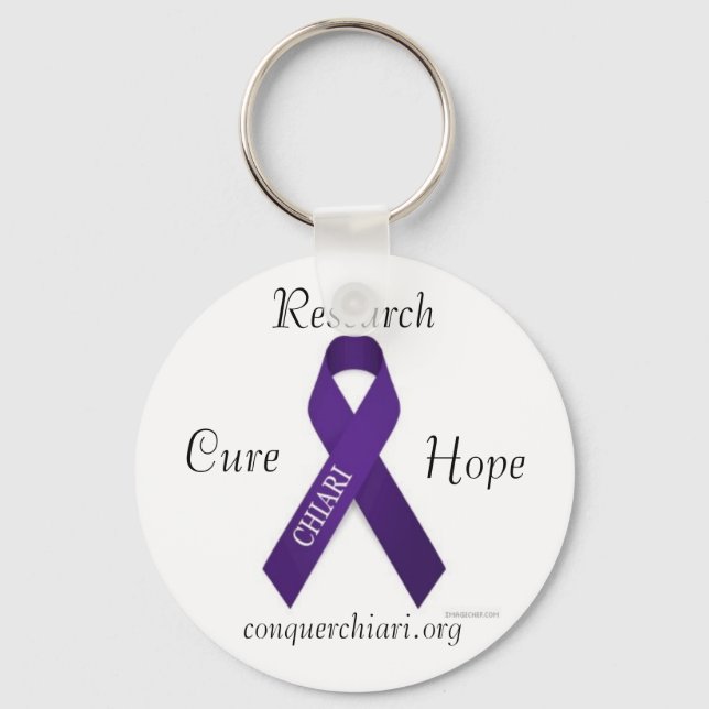 Llavero CHIARI, Cure, Hope, Research, conquerchiari.org (Anverso)
