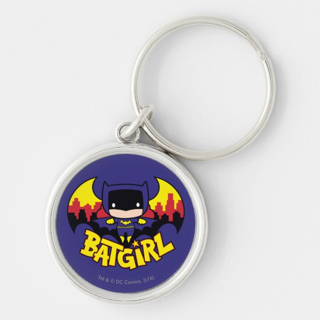 Llavero Chibi Batgirl Con Skyline Y Logo Gótico (Frente)