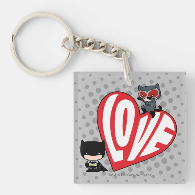 Llavero Chibi Catwoman salta sobre Batman (Frente)