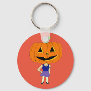Llavero chibi de cabeza de calabaza chica keychain