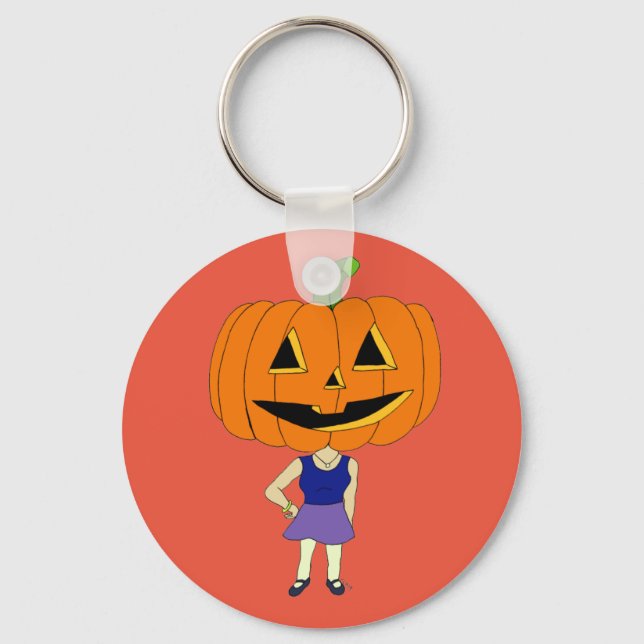 Llavero chibi de cabeza de calabaza chica keychain (Anverso)