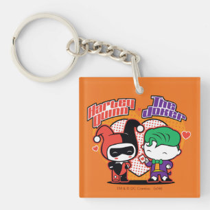 Llavero Chibi Harley Quinn & Chibi Joker Hearts