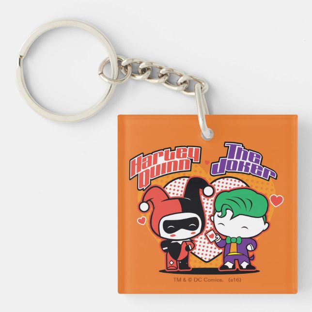 Llavero Chibi Harley Quinn & Chibi Joker Hearts (Frente)