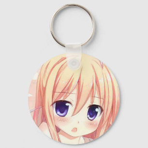 Llavero Chibi lindo anime rubio chica ojos azul índigo