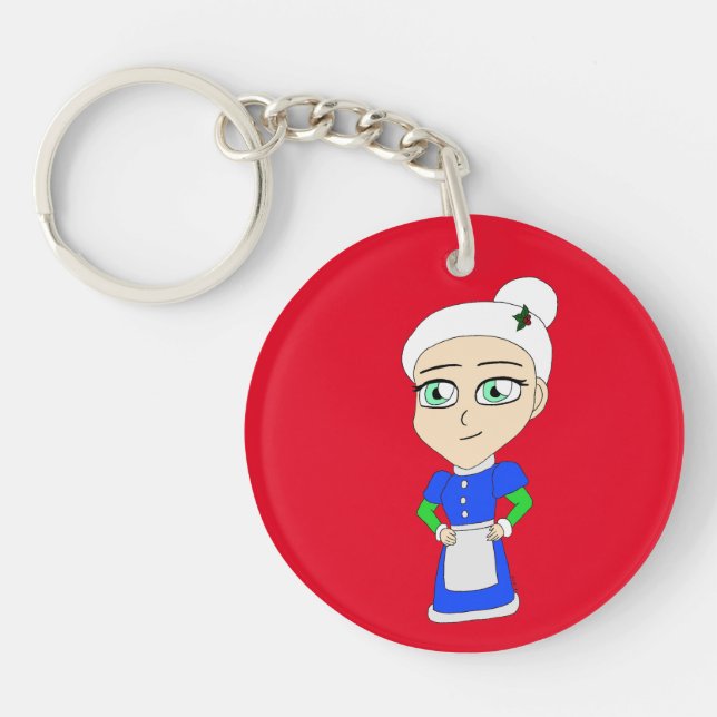 Llavero Chibi traje azul Sra. Claus (Frente)
