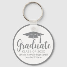 Chic Graduado Gris Plateado Personalizado Graduaci