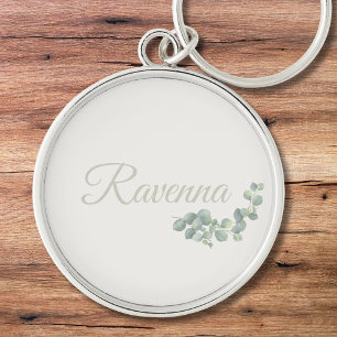 Llavero Chic Nombre Personalizado Salvia Eucalipto Marfil