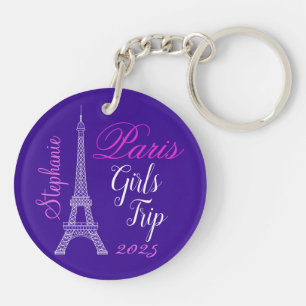 Llavero Chic Púrpura París Torre Eiffel Viaje de Chicas