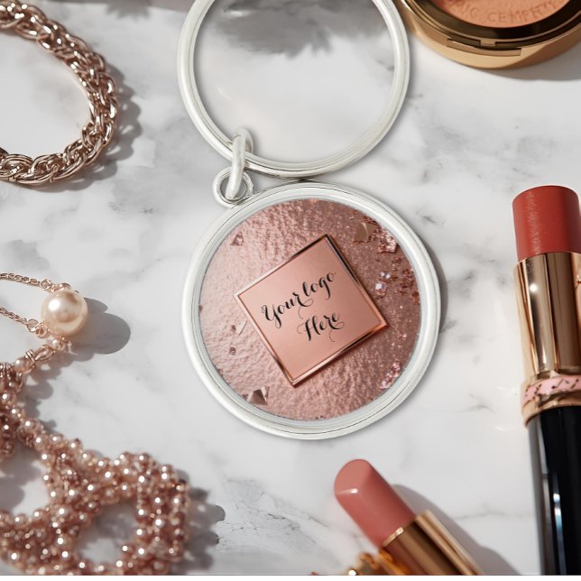 Llavero Chic Rose Gold Glitter Custom Logo  (Subido por el creador)