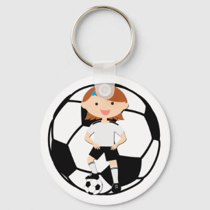Llavero Chica 3 del fútbol y bola blanco y negro