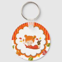 Chica Adorable De Otoño Pintado A Mano