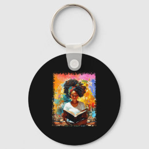 Llavero Chica Afro Educada Amante De La Lectura De Libros 