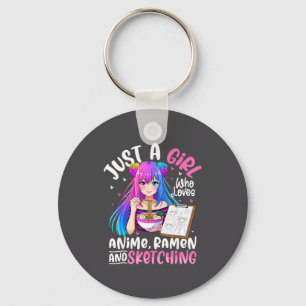 Llavero Chica ama el ramen de anime dibujando