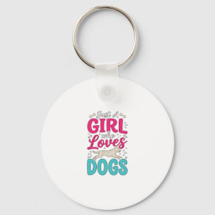 Llavero Chica Ama Perros Tipografía Grabado Vintage Diseño
