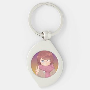 Llavero Chica Anime Acogedora de Invierno Guiñando Ojos Es