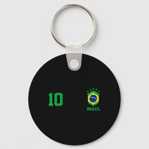 Llavero Chica bandera de Brasil camiseta de fútbol orgullo
