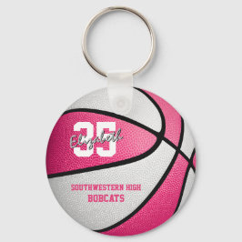Llavero chica blanco rosado regalos de baloncesto con nomb