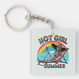 Llavero Chica caliente Skeleton Retro Beach Design