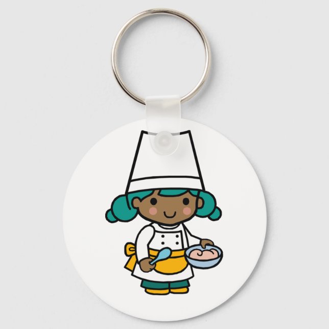 Llavero Chica Chef/ Baker en cocina de Apron (Anverso)