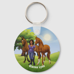 Llavero Chica con caballos monogramado