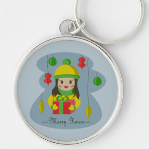Llavero Chica con caja de regalo para Navidades
